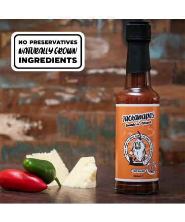 Smokin Ghost Hot Sauce by Jackanapes 150ml - Very Hot Vegan Barbecue Chilli Sauce Made with Ghost Peppers - Made in the UK - Buy Online on GoSupps.com