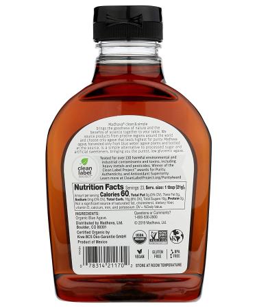 Madhava Organic Amber Agave 46oz - Pack of 2 | Pure and Natural Sweetener - Buy Online on GoSupps.com
