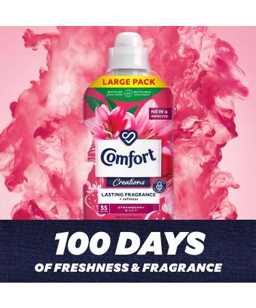 Comfort Creation Concentrated Fabric Conditioner with 100 Days of Long-Lasting Fragrance and Softness Intense Liquid Fabric Softener 55 Washes 1.65L (Strawberry & Lily Buy 4) - Buy Online on GoSupps.com