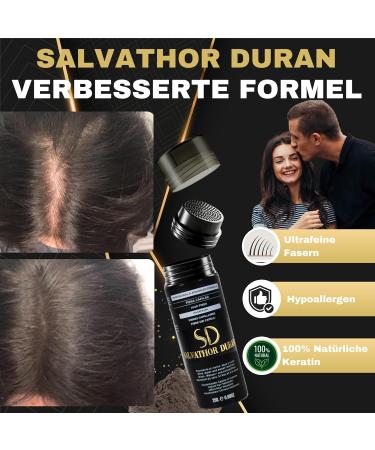 Salvathor Duran Hair Fibers 25g - Bulk Hair Thickening 2-Pack (Black) | Perfect for Natural Volume - Buy Online on GoSupps.com