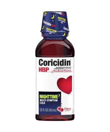 Coricidin HBP Nighttime Multi-Symptom Cold Liquid Cherry 12 oz