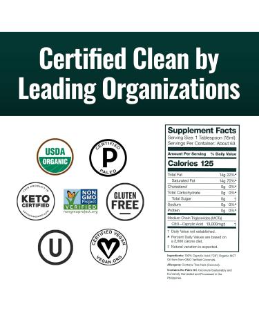 Natural Force Organic Pure C8 + Organic Full Spectrum MCT Oil USDA Organic Non GMO 100% Pure Coconut MCTs Keto Paleo Vegan and Kosher 32 Oz & 16 Oz Glass Bottles - Buy Online on GoSupps.com