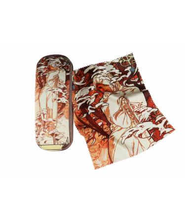 Artis Vivendi glasses case Alphonse Mucha Winter round covered with velour