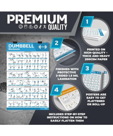 Laminated 21-PACK Workout Poster Set for Home Gym - Dumbbell, Yoga, Resistance Band, Kettlebell Exercises & More - Fitness Chart Bundle - Buy Online on GoSupps.com