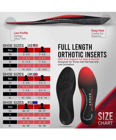 Physix Gear Sport Arch Support Insoles - Orthotic Inserts for Plantar Fasciitis, Flat Feet, High Arches - Men & Women (1 Pair, Medium) - Buy Online on GoSupps.com