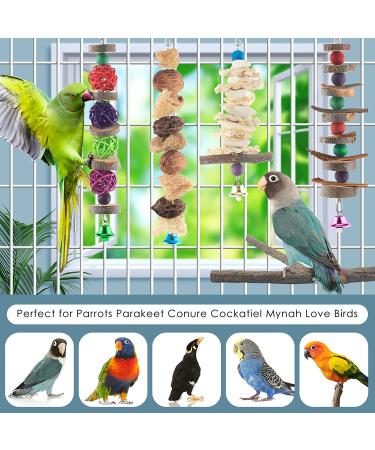 Bissap Bird Chew Toys - 5 Pack Natural Wood Toys for Parakeet, Conure, Cockatiel, Lovebird - Hanging Cage Toy & Perch Stand for Small Birds - Buy Online on GoSupps.com