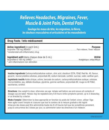 Children's Advil (100 ML Fruit Flavour) Ibuprofen Suspension Temporary Fever Reducer 100 ml (Pack of 1) Fruit - Buy Online on GoSupps.com