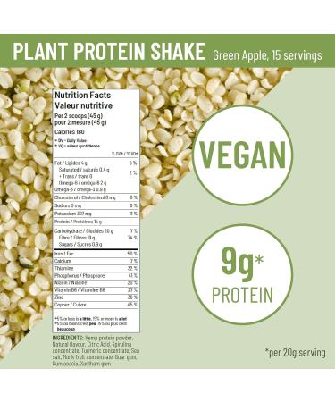 Earthli Green Apple Plant Protein Shake (300g) | Hemp Based Superfood | 20g Protein & 7g Fibre | Keto Friendly Non-GMO No Added Sugar | Vegan Plant-based Protein Powder | Nutritional Shake - Buy Online on GoSupps.com