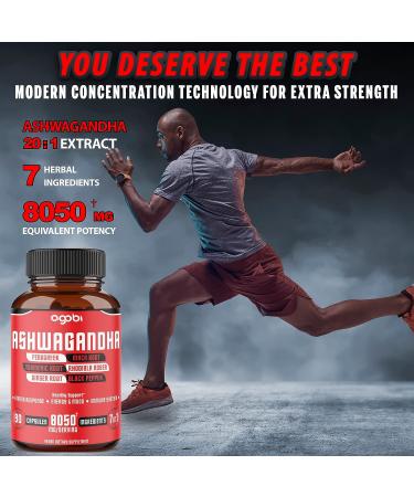 Ashwagandha Extract Capsules 8050mg - 7 Herbs Blend for Sleep, Adrenal & Immune Support - 90 Capsules - 3 Months Supply - Buy Online on GoSupps.com