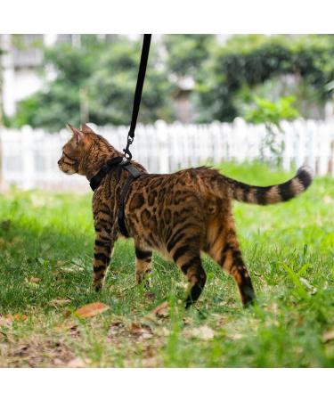 VKPETFR Cat Harness and Leash Set Escape Proof for Walking Adjustable Cute Kitten Harness Leash with Airtag Holder for Small Large Cats Lightweight Soft Walking Travel Harness (Black) - Buy Online on GoSupps.com