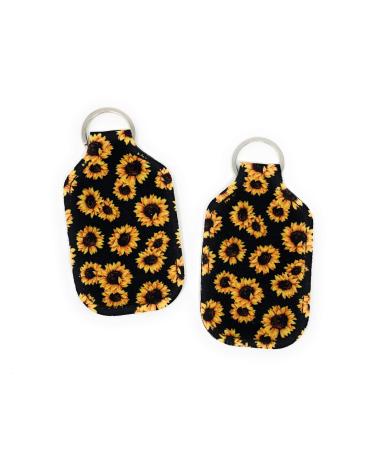 Daisy Lane Hand Sanitizer Holder for Backpack Kids Women Travel Size Keychain (Sunflower Pack of 2) Sunflower 2 Count (Pack of 1)