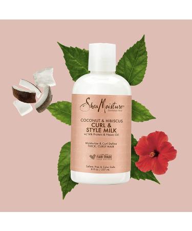 Shea Moisture Coconut & Hibiscus Curl & Style Milk 8 oz - Hydrating Hair Treatment - Buy Online on GoSupps.com