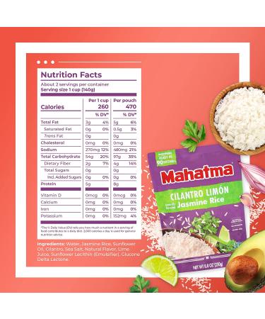 Mahatma Cilantro Lim n Flavored Jasmine Rice - Precooked & Microwaveable - 6 Pack of 8.8 oz Bags - Buy Online on GoSupps.com