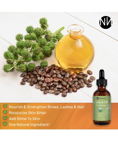 USDA Organic Castor Oil (2oz) - 100% Pure Cold Pressed Hexane Free for Eyelash & Hair Growth Moisturizer & Treatment - Eyebrow & Eyelash Brush Included - Buy Online on GoSupps.com