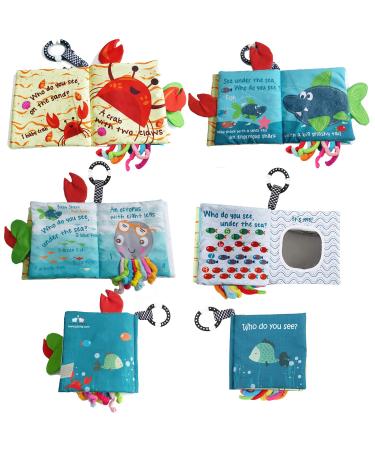 Fish Baby Books - Soft Cloth Books for Babies 0-6 Months | Baby Toys for 6-12 Month Olds | Baby Shower Gifts Box with Teether | Newborn Baby Sensory Stroller Toys - Buy Online on GoSupps.com