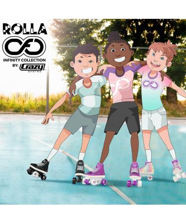 Crazy Skates Rolla Roller Skates - Sneaker-Style Kids Quad Skates Black US 2 | EU 33 - Buy Online on GoSupps.com