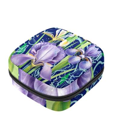 Orchid Ladies Napkin Storage Bag Portable Zippered Napkin Case for Teen Girls Women Purple