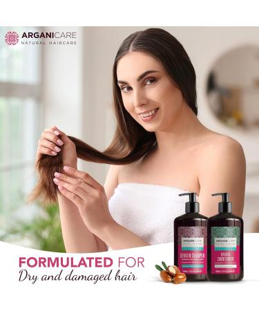 Arganicare Keratin Shampoo & Conditioner Set | Hair Thickening Strengthening & Moisturizing Treatment with Organic Argan Oil & Shea Butter | Suitable for All Ages | 27 Fl Oz - Buy Online on GoSupps.com