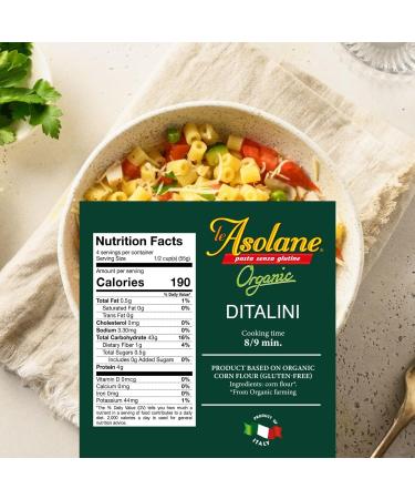 Le Asolane Certified Organic Gluten Free Ditalini Pasta - Premium Italian Gourmet Pasta made from Corn Flour - 8.8 oz (1 Pack) - Buy Online on GoSupps.com