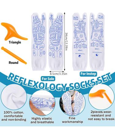 Reflexology Socks Set 2 Pair Acupressure Foot Socks with Massage Tool for Improved Foot Health - Buy Online on GoSupps.com