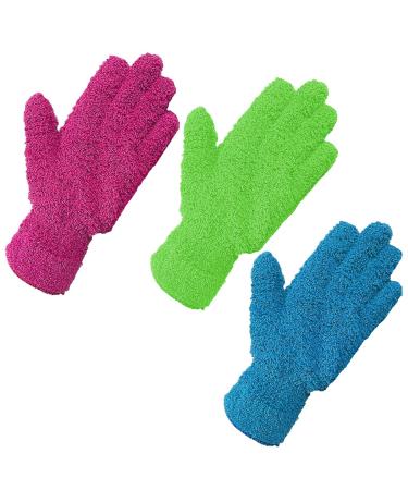 wodehahagou 3 Pieces Microfiber Dusting Gloves Car Cleaning Mitt Glove Microfiber Dust Cleaning Gloves Wipes Dust Wipes Microfiber Dusting Gloves Household Gloves Cleaning Dust Removal Gloves