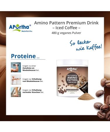 Aportha Multi Essential Amino Pattern Drink 480g Premium Iced Coffee with 8 Essential Amino Acids for Optimal Protein Supply | Buy Internationally - Buy Online on GoSupps.com