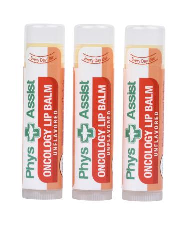 PhysAssist Oncology Lip Balm USDA Organic Unflavored Moisturize Hydrate & Protect Dry parched lips during Chemo or Radio USDA Organic. 3 Pack