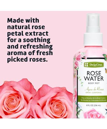 De La Cruz Rose Water Body Mist - Rosewater Spray for Face Skin and Hair 8 fl oz (3 Bottles) 8 Fl Oz (Pack of 3) - Buy Online on GoSupps.com