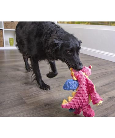GoDog Dragons Squeaker Plush Dog Toy - Chew Guard Technology - Durable & Chew Resistant - Multiple Styles & Sizes - Large Coral - Buy Online on GoSupps.com