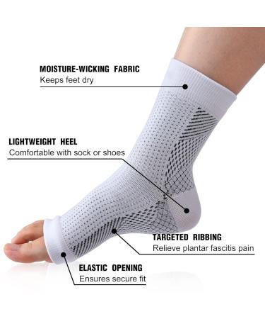 4 Pairs Compression Ankle Bandage Socks for Men & Women - Plantar Fasciitis & Arthritis Relief - White (43-46) - Buy Online on GoSupps.com
