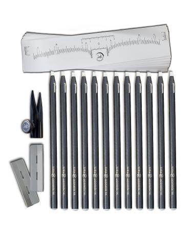 12 Pack Brow Mapping Pencil Set for Microblading - Permanent Makeup Kit with Sharpener and Ruler - Buy Online on GoSupps.com