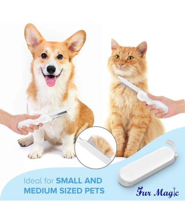 Fur Magic 2-Sided Foldable Deshedding Comb for Dogs and Cats - Reduce Shedding and Tangles - Ideal for Medium and Short Hair - White - Buy Online on GoSupps.com
