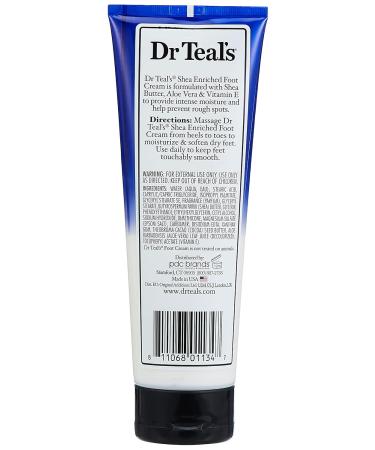 Dr Teal's Pure Epsom Salt Foot Cream - 8 oz | Shea Butter Aloe Vera & Vitamin E for Soothing Relief | Perfect for Women's Foot Care - Buy Online on GoSupps.com