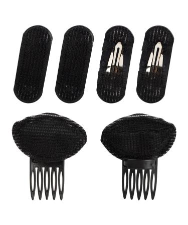 6 Pcs Black Invisible Fluffy Hair Clip Sets Breathable Puff Hair Head Cushion Add Hair Volume Princess Hairstyle Hair Pins Pad for Girls Women