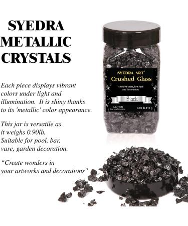 Syedra High Luster Crushed Glass Chips 410G (Black) for Crafts & Glitter - 3-6mm - Buy Online on GoSupps.com