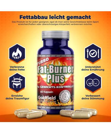 Goldfield Turbo Fat Burner Plus - Powerful Garcinia Cambogia Complex Appetite Suppressant & Slim Booster | 60 Capsules | International Shipping Available - Buy Online on GoSupps.com
