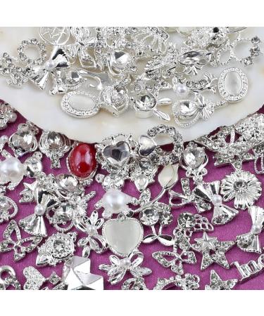 30 Luxury Zircon Nail Charms | 3D Alloy Nail Art Pendants | Silver Metal Jewelry for Nail Design - Buy Online on GoSupps.com
