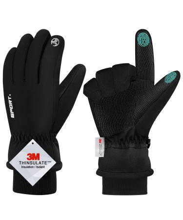Qifengl Waterproof winter gloves men women touchscreen gloves 3m thinsulates warm ski gloves non -slip bike gloves for hiking running motorcycle skiing black m - Buy Online on GoSupps.com