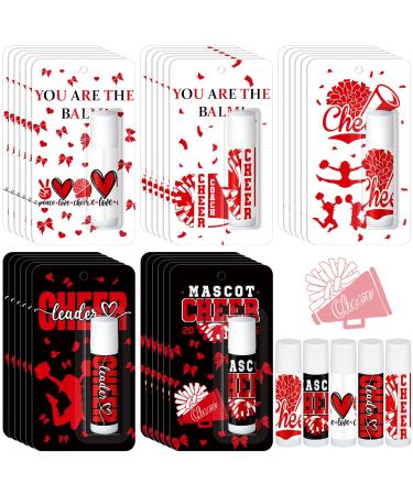 Loopeer 30 Pcs Red Valentine Cheers Lip Balm Cheer Teams Gifts Bulk Cheerleaders Party Stuff Cheerleading Camp Gifts Bulk for Cheerleaders Valentine Party Favors Stocking Stuffers