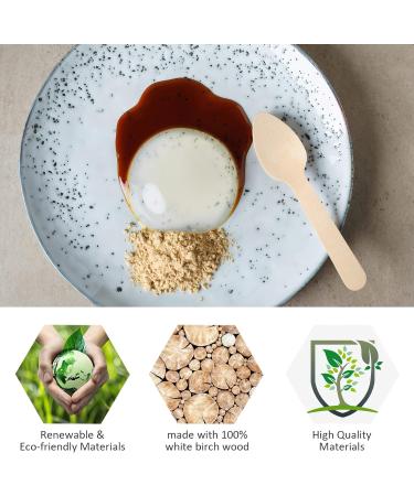 Disposable Wooden Spoon 300 Pack Mini Ice Cream Spoons Eco Friendly Birchwood Tasting Spoon Biodegradable Compostable Wood Cutlery for Dessert Cake Party Picnic Hand Crafts - 4.33 Inch - Buy Online on GoSupps.com