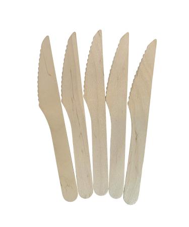 KingSeal FSC Certified Disposable Wood Cutlery Knife, Biodegradable and Earth Friendly, 6.5 Inch Length - 1 Pack of 100 pcs
