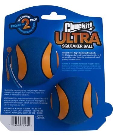 Chuckit! Ultra Squeaker Ball Medium - Pack of 2 | Durable Dog Toy - Buy Online on GoSupps.com