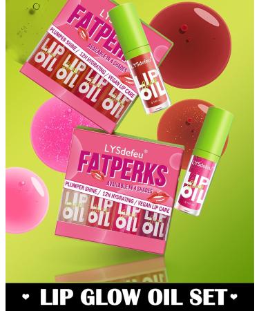 Hydrating Lip Glow Oil-4Pcs Tinted Lip Oil Gloss Pack Nourishing Lipgloss Care Tint Non-sticky Clear Pink Red Lip Oil Lip Stain Glow Reviver Lip Oil LIp Makeup Gift for Women Girl-Set A Seta - Buy Online on GoSupps.com