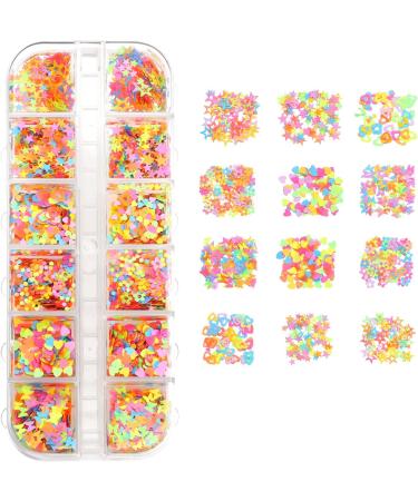 Flower Nails Flakes 12 Colors Nails Art Nail Sequins Nail Glitter Mix Color Fluorescent(02) - Buy Online on GoSupps.com