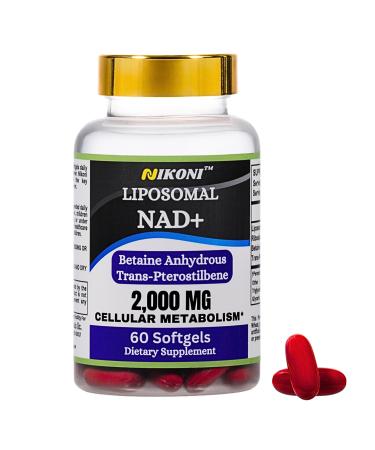 Nikoni Liposomal NAD+ 2000 mg with TMG and Pterostilbene, Supports Healthy Aging-60 Softgels 60 Softgelss