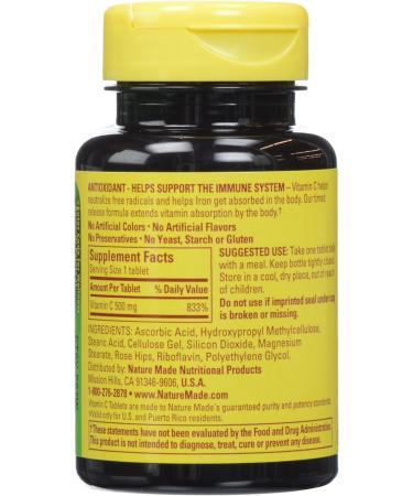 Nature Made Vitamin C 500mg with Timed Release Rose Hips Tablets - 60 Count - Buy Online on GoSupps.com