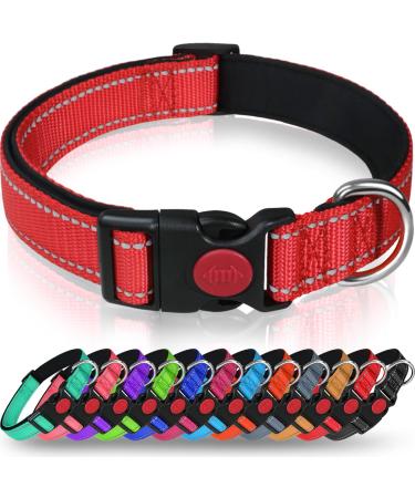 Taglory Reflective Dog Collar with Safety Locking Buckle, Adjustable Nylon Pet Collars for Puppy Small Medium Large and Extra Large Dogs Large (Pack of 1) Red