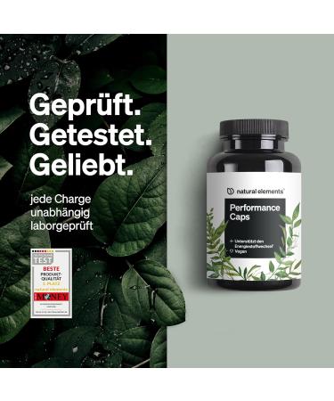 Performance Caps - 120 Vegan Caffeine Capsules with Green Tea Guarana & Green Coffee Bean | High-Dose No Additives Made in Germany - Buy Online on GoSupps.com