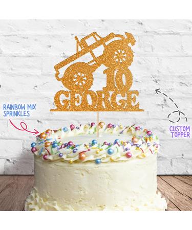 Cakeshop Cake Decoration Pack | Monster Truck Theme Premium Double Sided Glitter Card Cake Topper & 25g Party Pack of Cake Sugar Sprinkles | Custom Name & Age Cake Decorations (Orange) Non-Prime Glitter Card: Orange - Buy Online on GoSupps.com