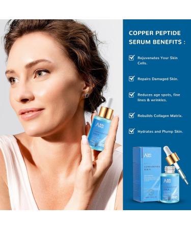 ANAiRUi Copper Peptides Serum for Face - GHK-Cu Anti Aging Face Serum with Hyaluronic Acid - Reduces Fine Lines & Wrinkles Repairs Premature & Damaged Skin Plump and Radiant Skin 30ml Copper Serum - Buy Online on GoSupps.com